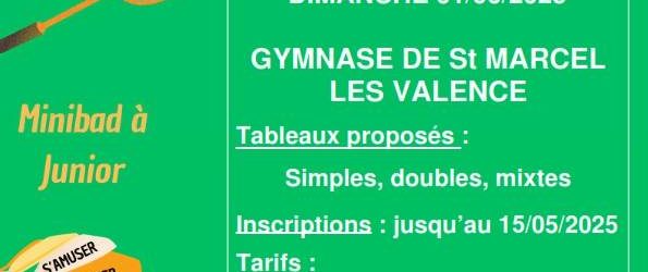 Pour le dernier TDJ de la saison, le Badminton Club Saint-Marcellois vous donne rendez-vous les 31 mai et 01 juin 2025 afin de clôturer le Circuit Jeunes Départemental 2024-2025. Il […]