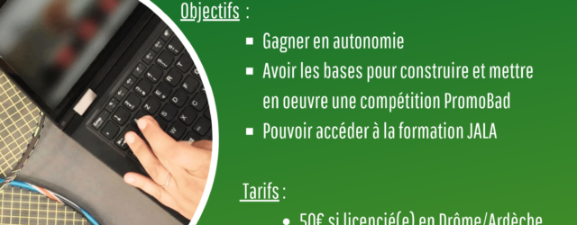 Une formation de Gestionnaire et Organisateur de compétition niveau 2 (GEO2) est organisée sur 2 soirées de janvier prochain : toutes les infos ci-dessous
